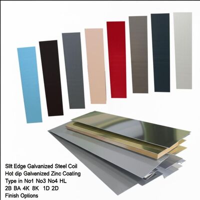 Slit Edge Gorąco zanurzona walcowana cewka o szerokości 600-1500 mm i No1 No3 No4 HL 2B BA 4K 8K 1D 2D Opcje wykończenia